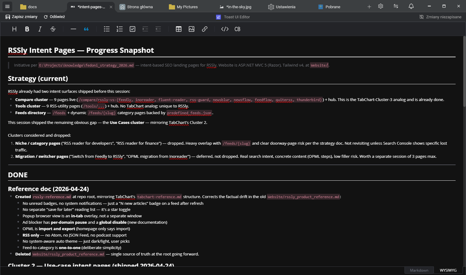 FTPie's built-in markdown editor with live preview