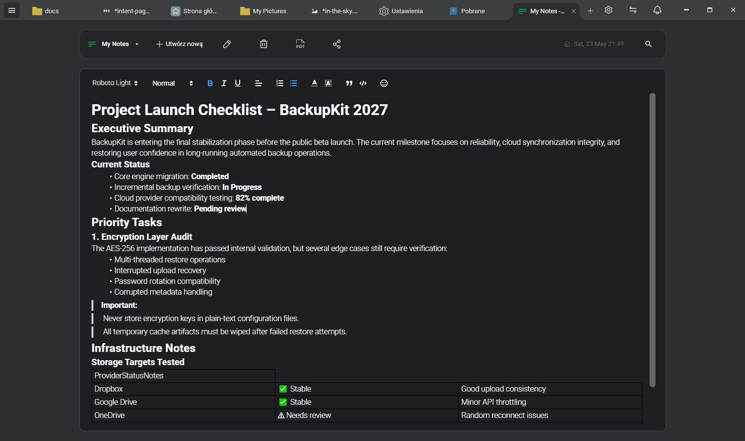Redesigned Notes view in FTPie