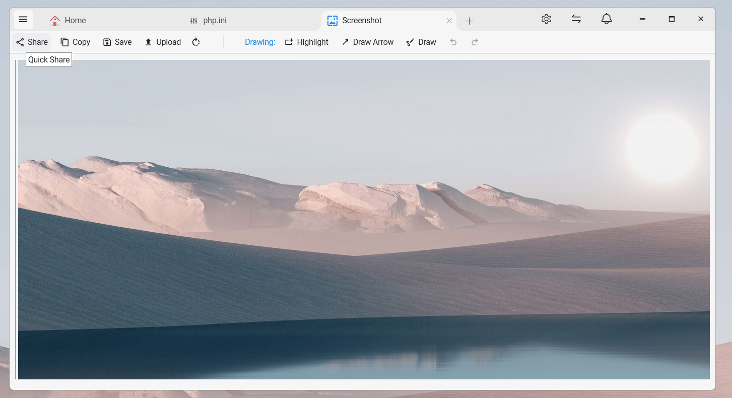 Sharing a screenshot via Quick Share link directly from FTPie