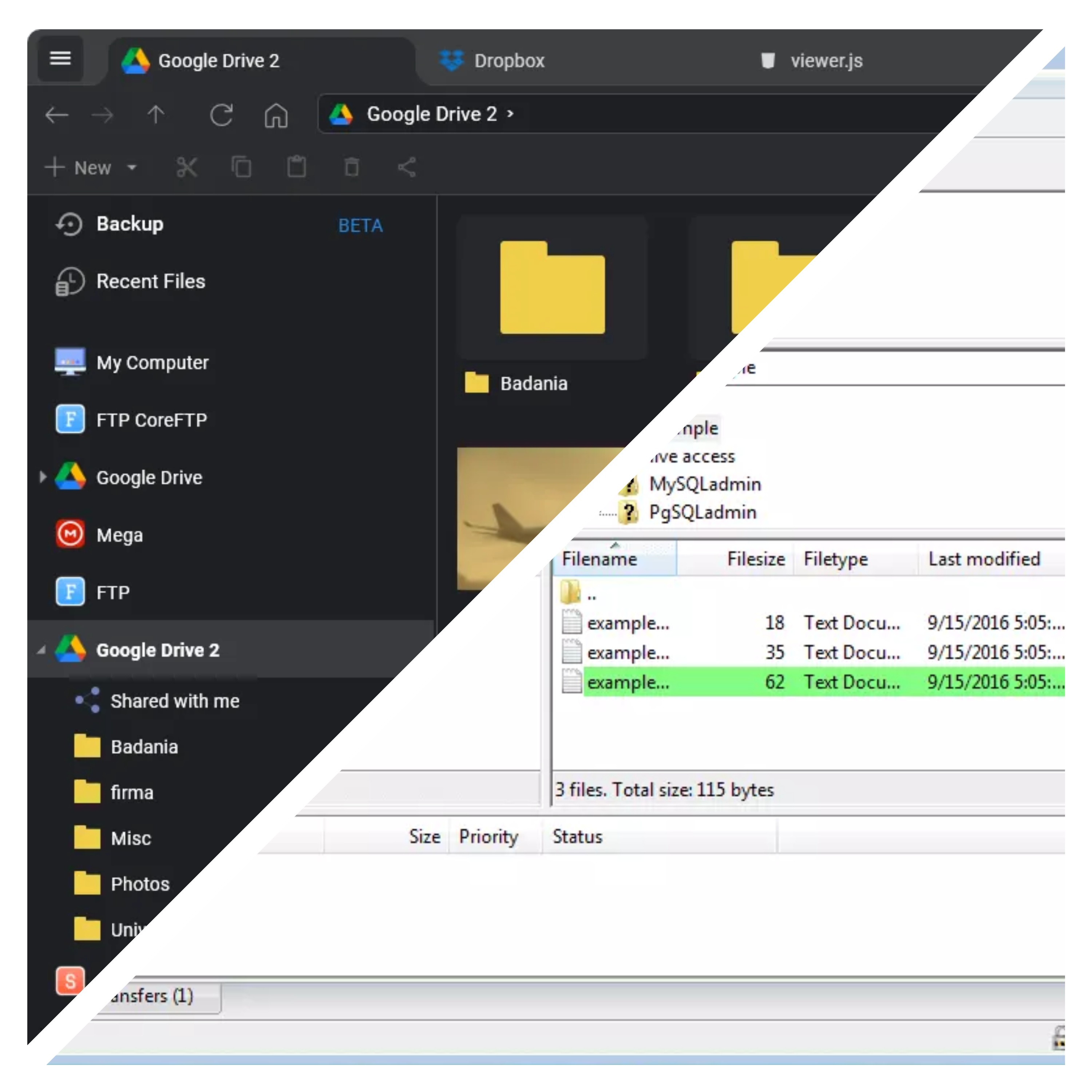 Old FTP client vs modern FTPie interface