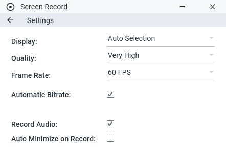 Recording quality settings