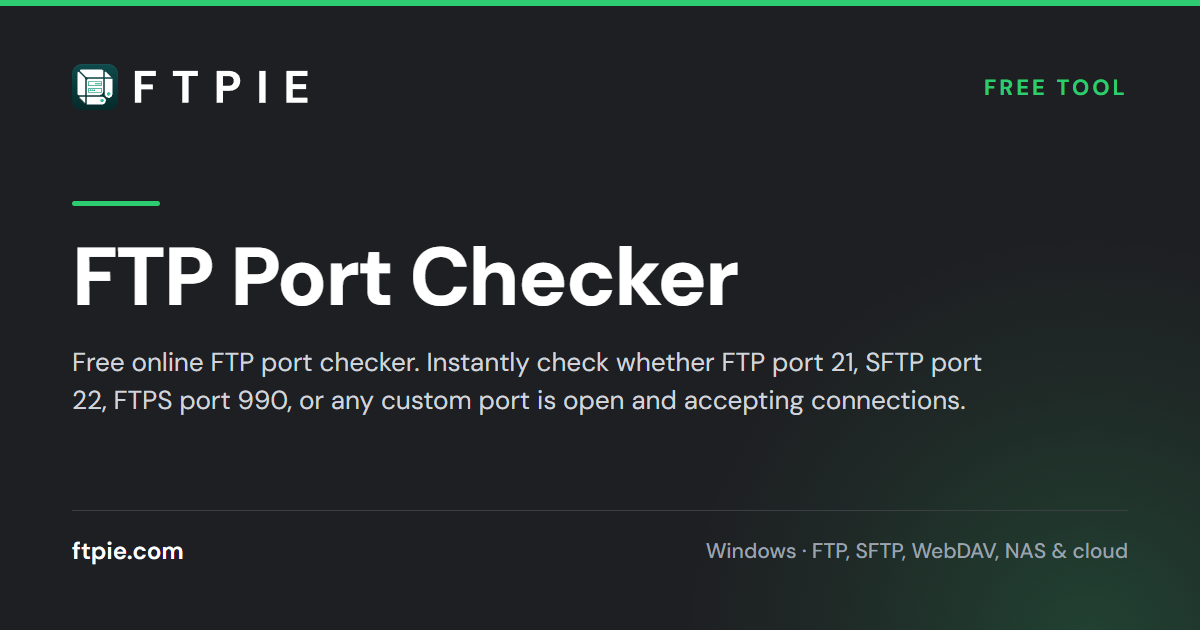 FTP Port Checker - Check FTP Port Online | FTPie Tools